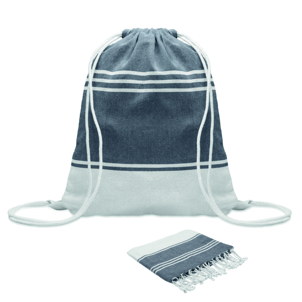 Logo trade corporate gifts image of: Hammam towel drawstring set