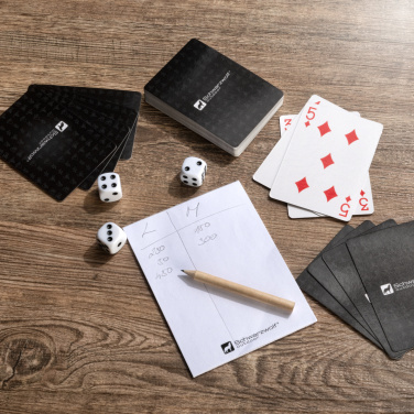 Logo trade advertising product photo of: Set of playing cards and dice MURRAY Schwarzwolf