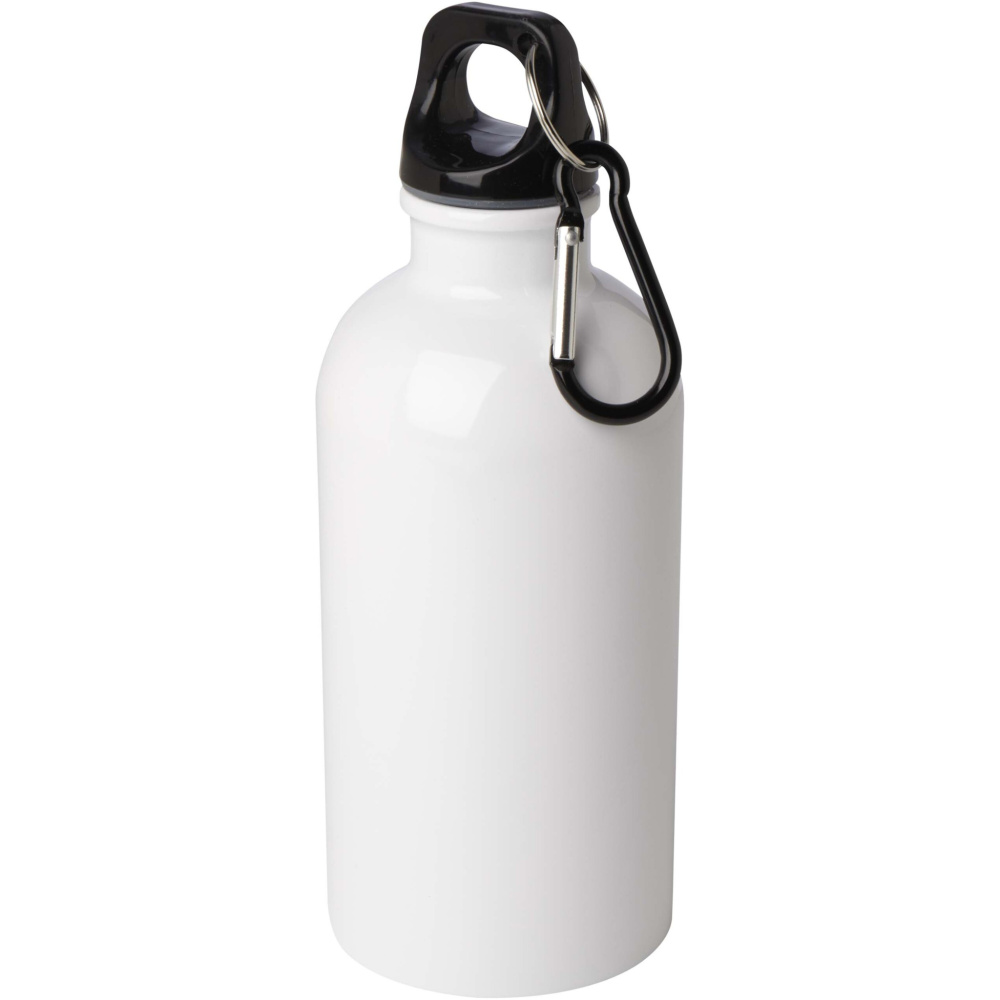 Logotrade promotional products photo of: Oregon 400 ml RCS certified single wall stainless steel water bottle with carabiner