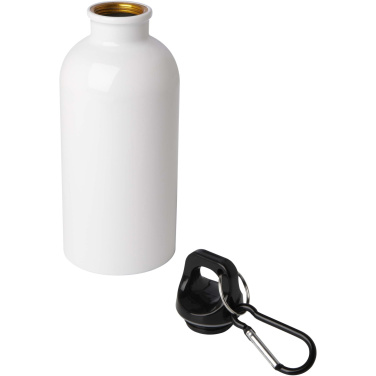 Logo trade promotional giveaways image of: Oregon 400 ml RCS certified single wall stainless steel water bottle with carabiner
