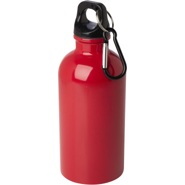 Logo trade promotional merchandise picture of: Oregon 400 ml RCS certified single wall stainless steel water bottle with carabiner