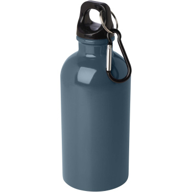 Logo trade advertising product photo of: Oregon 400 ml RCS certified single wall stainless steel water bottle with carabiner
