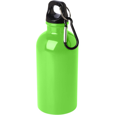 Logo trade promotional merchandise picture of: Oregon 400 ml RCS certified single wall stainless steel water bottle with carabiner