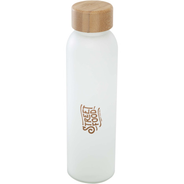 Logo trade corporate gifts image of: Lume 500 ml matte soda lime glass bottle with bamboo lid