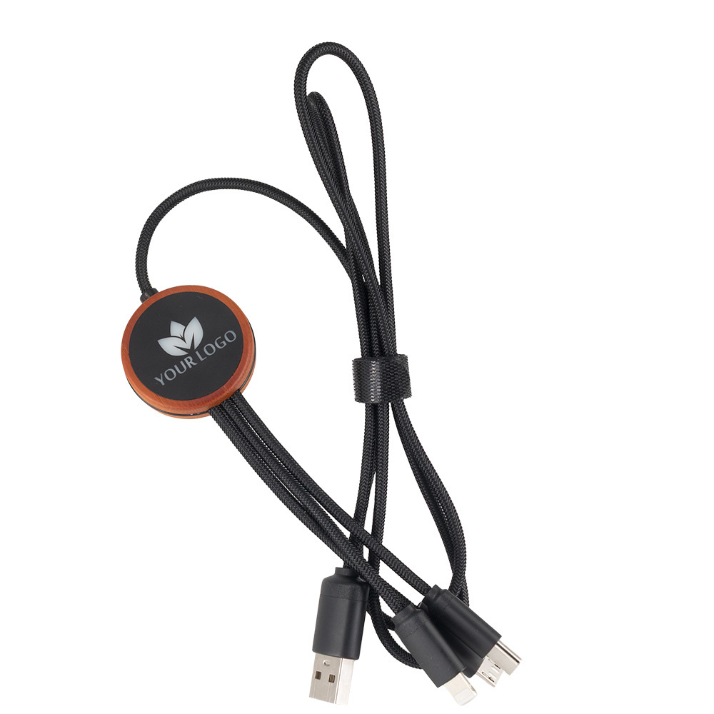 Logotrade advertising products photo of: Cable 3in1 with illuminated logo - LH-ZM04
