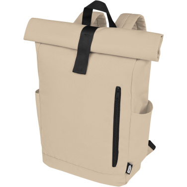 Logo trade promotional giveaway photo of: Byron 15.6" GRS RPET roll-top backpack 18L