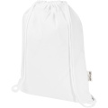 Oregon Blend 140 g/m² GRS recycled drawstring bag 5L, White