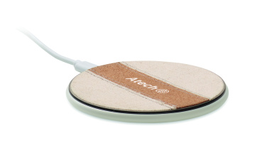 Logo trade promotional giveaways image of: Cork wireless charger 15W