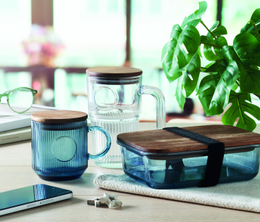 Logo trade business gift photo of: Ribbed glass mug 300ml