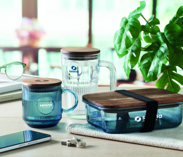 Logotrade promotional gift image of: Ribbed glass mug 300ml