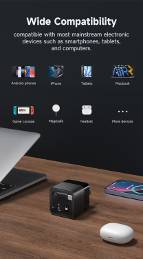 Logo trade advertising products image of: Urban Vitamin Mendocino 65W GaN charger retractable cable