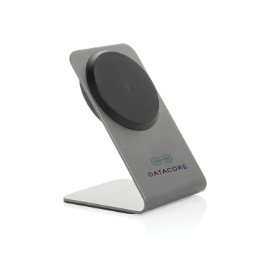 Logo trade promotional giveaways image of: Terra aluminium 15W magnetic wireless charging phone stand