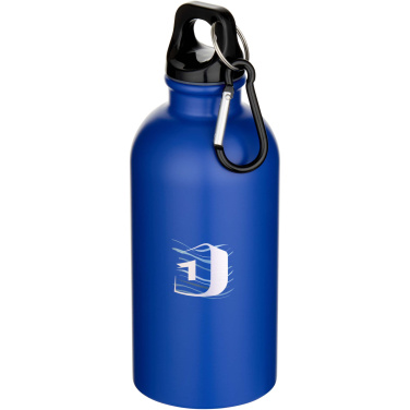 Logotrade promotional item image of: Oregon 400 ml matte RCS recycled single wall stainless steel water bottle with carabiner