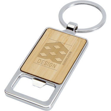 Logo trade promotional merchandise image of: Snapper bamboo keychain with bottle opener