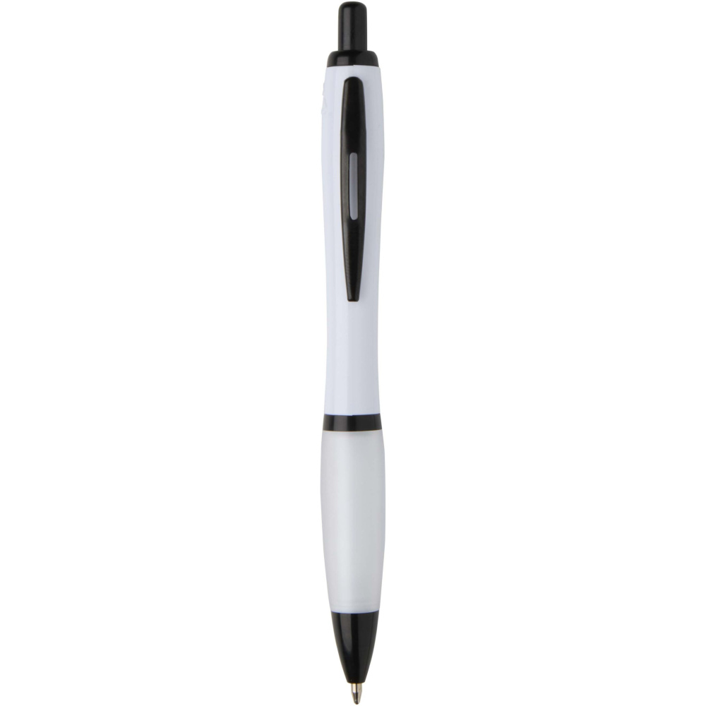 Logo trade promotional gift photo of: Nash recycled plastic ballpoint pen with black trims (black ink)