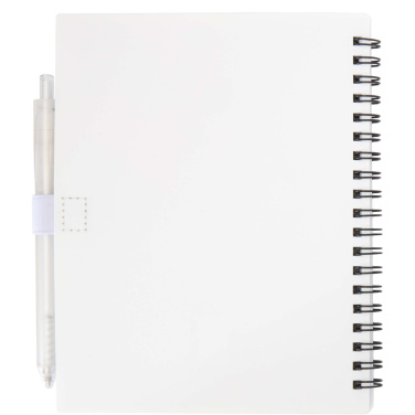 Logo trade advertising products picture of: Niove recycled plastic soft cover notebook and ballpoint pen set (blue ink)