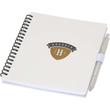 Logotrade advertising products photo of: Niove recycled plastic soft cover notebook and ballpoint pen set (blue ink)