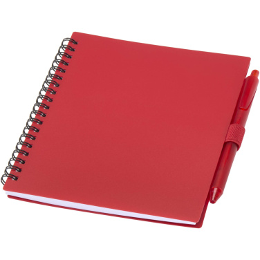 Logotrade promotional item picture of: Niove recycled plastic soft cover notebook and ballpoint pen set (blue ink)