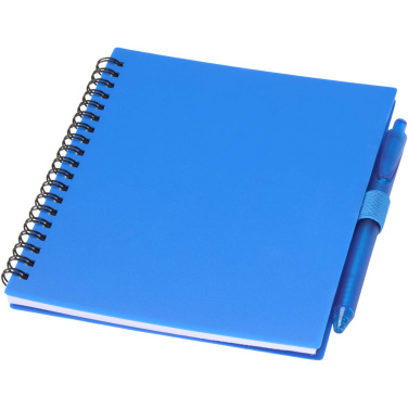 Logo trade promotional giveaways picture of: Niove recycled plastic soft cover notebook and ballpoint pen set (blue ink)