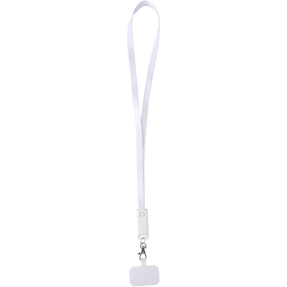 Logo trade corporate gifts picture of: Franz recycled plastic smartphone lanyard with built-in data sync and 65W fast charge 5-in-1 cable