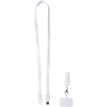 Logo trade promotional product photo of: Franz recycled plastic smartphone lanyard with built-in data sync and 65W fast charge 5-in-1 cable