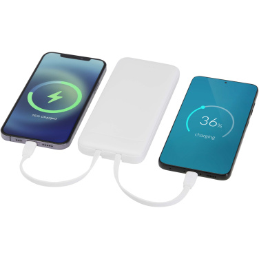 Logo trade promotional products picture of: Adhil 10.000 mAh 10W recycled plastic power bank with 2 built-in cables