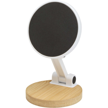 Logo trade promotional product photo of: Alcor recycled plastic foldeable magnetic phone stand with bamboo details