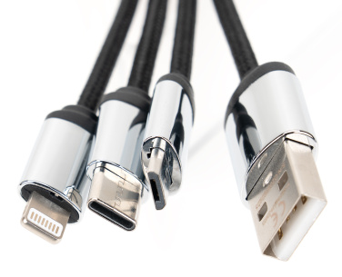 Logotrade promotional merchandise picture of: 4-in-1 cable with elighted logo in a wooden casing