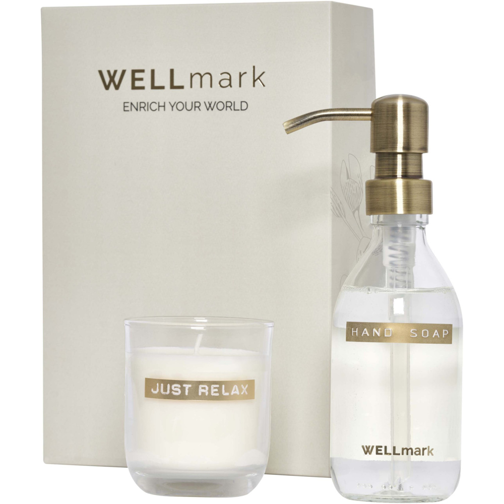 Logo trade advertising products image of: Wellmark Discovery 250 ml hand soap dispenser and 150 g scented candle set