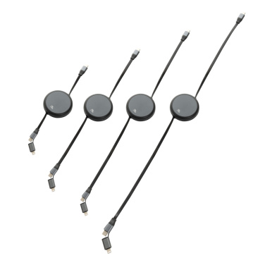 Logotrade promotional gift image of: Terra RCS recycled aluminium retractable 240W 2-in-1 cable