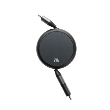 Logo trade promotional merchandise image of: Terra RCS recycled aluminium retractable 240W 2-in-1 cable