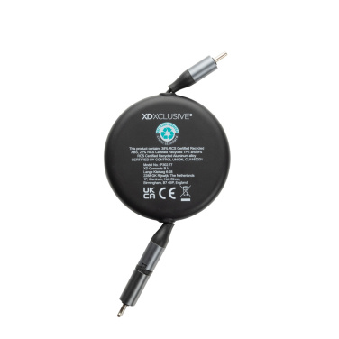 Logo trade promotional merchandise photo of: Terra RCS recycled aluminium retractable 240W 2-in-1 cable