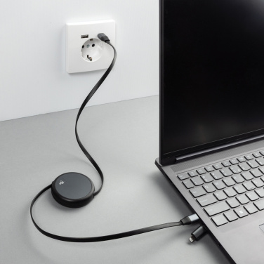 Logotrade corporate gift picture of: Terra RCS recycled aluminium retractable 240W 2-in-1 cable