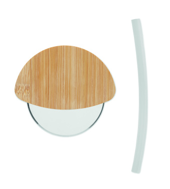 Logo trade promotional items image of: Round bamboo pizza cutter