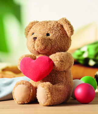 Logo trade business gifts image of: Teddy bear with heart 23cm