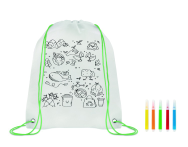 Logo trade corporate gifts image of: Non woven kids bag with pens