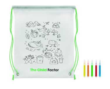 Logo trade promotional merchandise picture of: Non woven kids bag with pens