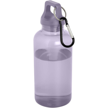 Logotrade promotional product picture of: Oregon 400 ml RCS certified recycled plastic water bottle with carabiner