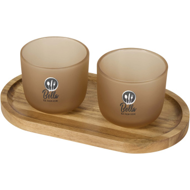 Logo trade promotional gift photo of: Male wooden serving tray and glass cups set