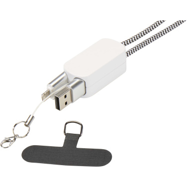 Logotrade promotional gift picture of: Anser recycled plastic smartphone lanyard with 27W 5-in-1 built-in cable