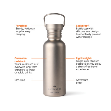 Logotrade promotional giveaways photo of: Nordic Drift Trail Ultra Light Titanium 600ml Water Bottle