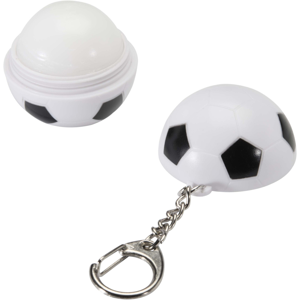 Logo trade promotional giveaways picture of: Rami football-shaped vanilla lip balm with SPF 15 and keychain