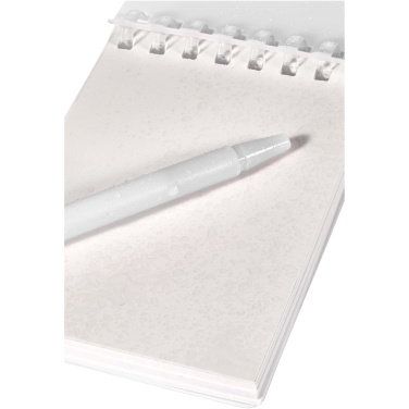 Logo trade business gifts image of: Lig Mini recycled outdoor soft cover notebook and ballpoint pen set (black ink)