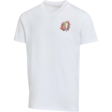 Logo trade corporate gifts image of: Balfour 200 g/m² short sleeve v-neck unisex OCS organic t-shirt