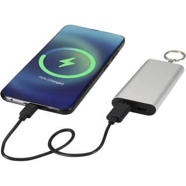 Logo trade promotional giveaways image of: Arcturus 2000 mAh recycled aluminium power bank with keychain