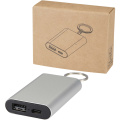 Arcturus 2000 mAh recycled aluminium power bank with keychain, Silver