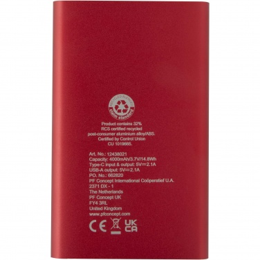 Logo trade firmakingid foto: Pep 4000 mAh Type-C taaskasutatud alumiiniumist akupank 