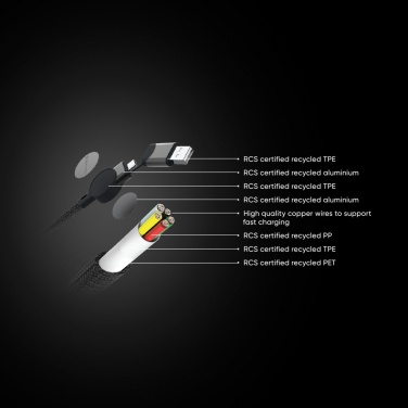 Logotrade meened pilt: Oakland RCS taaskasutatud plastist 6-ühes kiirlaadimiskaabel 45 W
