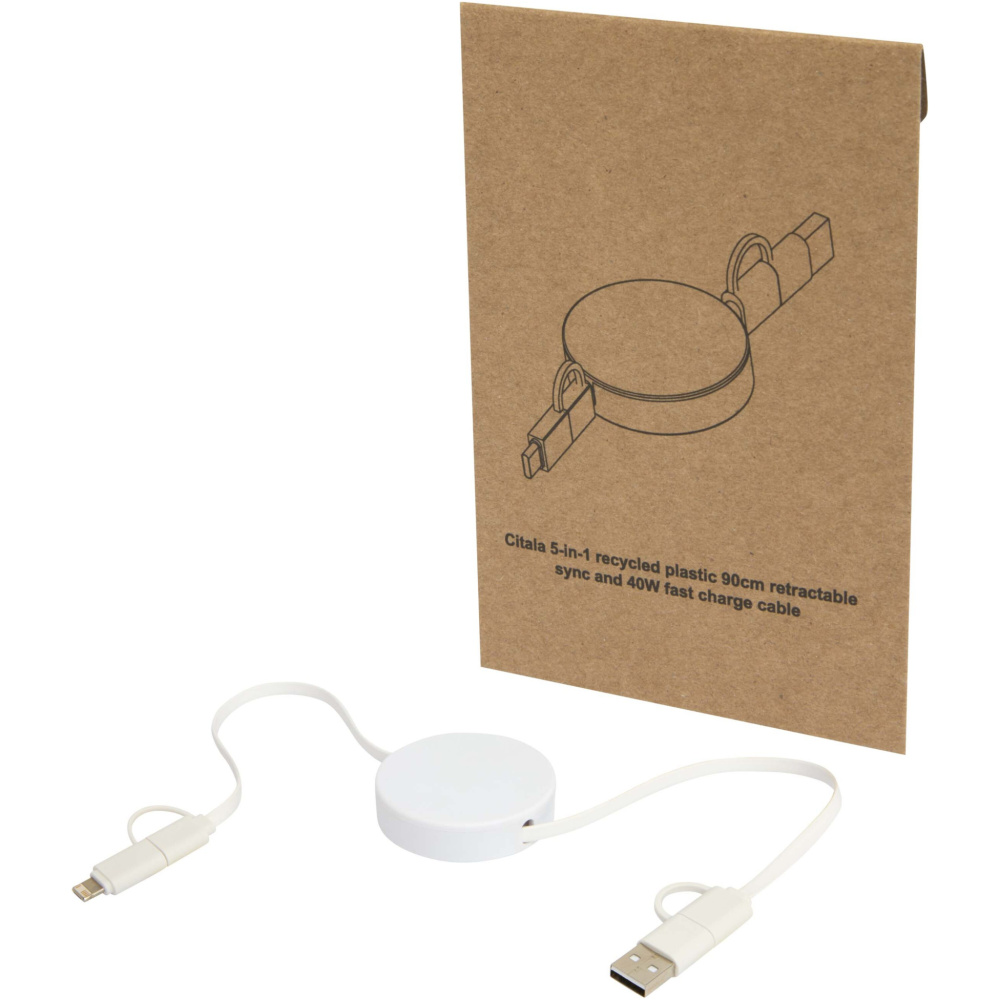 Logotrade reklaamkingid pilt: Citala 5-in-1 taaskasutatud plastist 90 cm kiirlaadimiskaabel