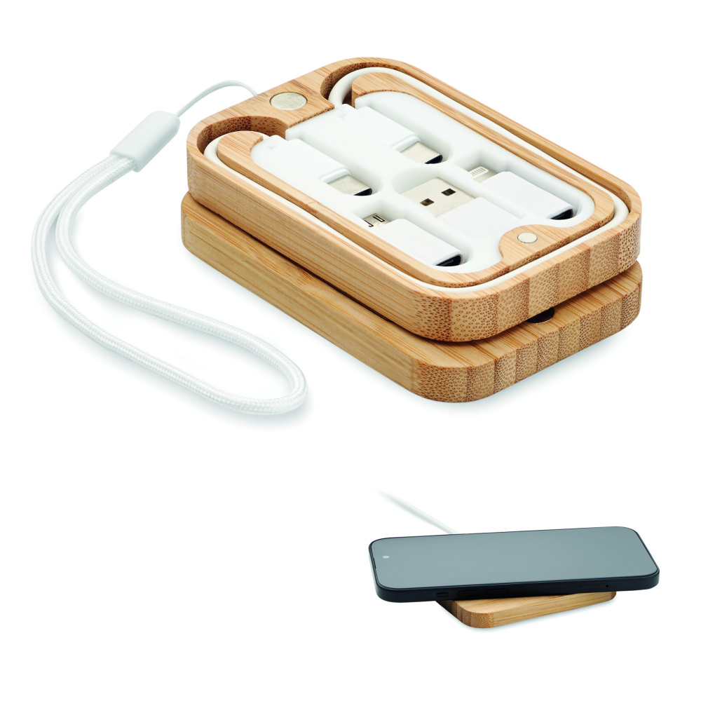 Logotrade ärikingitused pilt: 15 W juhtmevaba bambusest laadija